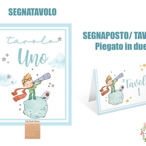 SEGNATAVOLO e segnaposto PICCOLO PRINCIPE, nascita, battesimo, compleanno, comunione, cresima, tag bomboniera, party kit piccolo principe