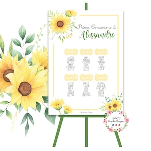 TABLEAU GIRASOLE, nascita, battesimo, compleanno, comunione, cresima, segnatavolo, segnaposto, cioccolatini, allestimento, mariage, viaggio