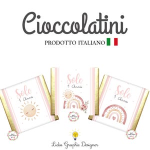 CIOCCOLATINI ARCOBALENO e SOLE, nascita, battesimo, compleanno, personalizzati, segnaposto, bambini, bomboniera, boho, orsetto, party kit