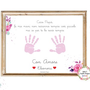 FESTA DEL PAPà, mamma, Impronta mano dei bambini, biglietto di compleanno personalizzato, idea artigianale dei bambini, fatto a mano