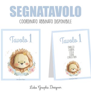 SEGNATAVOLO e segnaposto leone, nascita, battesimo, compleanno, comunione, cresima, bomboniera, party kit, cioccolatini, tableau, leoncino