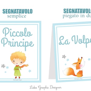 SEGNATAVOLO PICCOLO PRINCIPE, segnaposto, nascita, battesimo, compleanno, comunione, menù, bomboniera, party kit, cioccolatini, segnalibri
