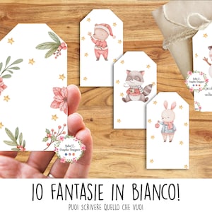 Bigliettino per Bomboniera NATALE, file digitale, babbo natale, biglietto di natale, pacco regalo, natale 2023, pallina di natale, confetti