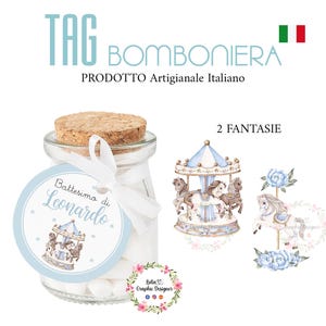 bigliettino BOMBONIERA CAROSELLO e cavalli, battesimo, compleanno, comunione, cresima, cioccolatini, segnalibro, scatoline confetti, bambino
