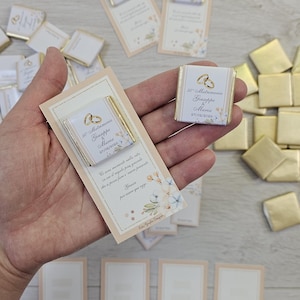 Cioccolatini segnaposto PROMESSA di MATRIMONIO, nozze, anniversario, bomboniere, personalizzate, tema viaggio, fiori, decorazioni 60, 50, 40