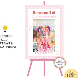 TABLEAU di benvenuto con FOTO, bambina, neonato, battesimo, compleanno, comunione, cresima, party kit, cioccolatini, allestimento festa