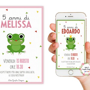 Invito festa a tema RANA, animali, festa bambini, cioccolatini personalizzati, quadretto nascita, primo compleanno, comunione, cresima,