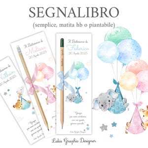 Segnalibro animali Giraffa, elefante, nascita, battesimo, comunione, segnaposto, idea regalo, bomboniera, matita piantabile, palloncino, fox