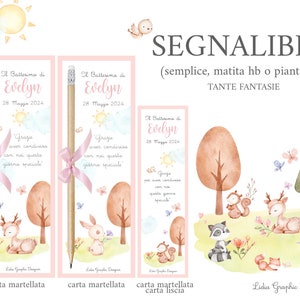Segnalibri ANIMALI DEL BOSCO matita piantabile, battesimo, nascita, comunione, segnaposto, idea regalo, bomboniera, bambini, personalizzato