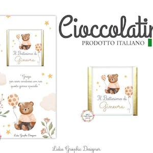 CIOCCOLATINI ORSETTO boho con palloncini, nascita, battesimo, compleanno, segnaposto personalizzato, bambini, bomboniera, party kit orsetto