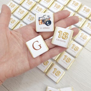 Cioccolatini segnaposto MACCHINA FOTOGRAFICA e NOME, festa compleanno, comunione, cresima, nozze, idea regalo, 18 anni ragazzo, 25 anni, 50