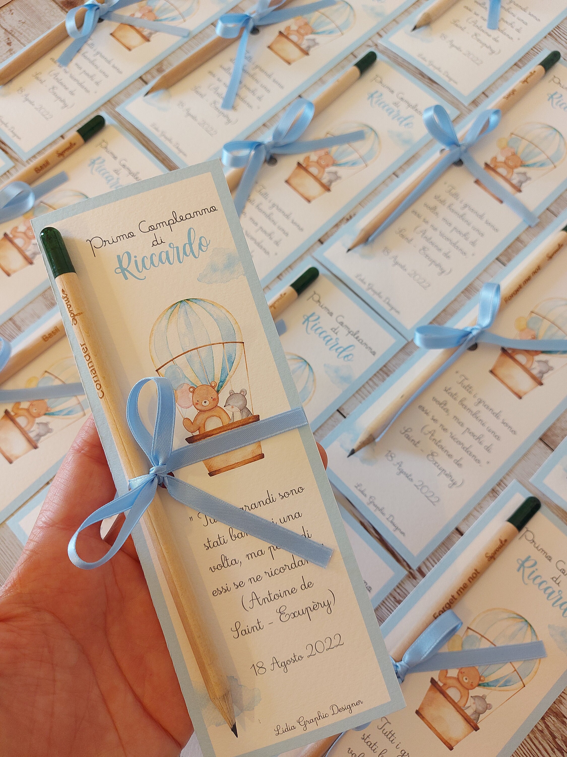 HOT AIR BALLOON bookmarks, baptism, birth, communion, confirmation, plantable pencil, placeholder, hot air balloon party kit, animals
