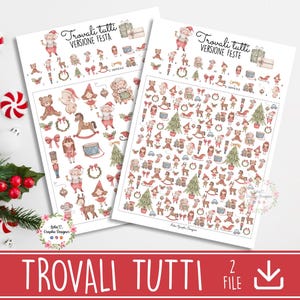 Attività bambini Trova le figure natalizie, regalo festa vigilia, giochi da tavolo di natale, attività invernale, calendario avvento, renna