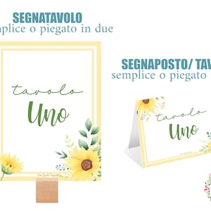 SEGNATAVOLO, SEGNAPOSTO, girasole, battesimo, compleanno, comunione, cresima, matrimonio, menù, tag bomboniera, cioccolatini, bambino, fiori