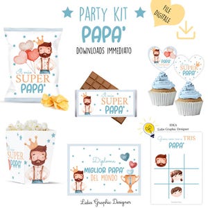 idea regalo FESTA del PAPà, party kit, regalo natale papà, regalo compleanno super papà, cioccolata, regalo per lui, gioco tris, patatine