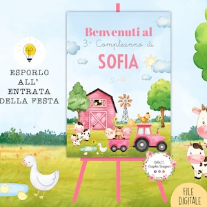 TABLEAU benvenuto FATTORIA, battesimo, compleanno, comunione, cresima, segnatavolo, animali, party kit fattoria, decorazioni festa, bambini