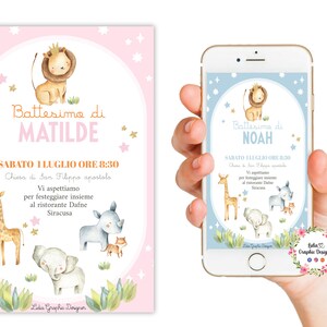 Invito digitale ANIMALI SAVANA, festa, nascita, battesimo, comunione, cresima, party kit, invito digitale, 1 anni, 2 anni, 3 anni, bambini