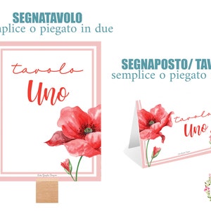 SEGNATAVOLO, SEGNAPOSTO, papavero, battesimo, compleanno, comunione, cresima, matrimonio, menù, tag bomboniera, cioccolatini, laurea, fiori