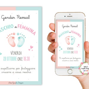 Invito digitale festa, gender reveal, maschio o femmina, Nascita, party kit, b, aby shower, gender reveal giochi, gender reveal italiano