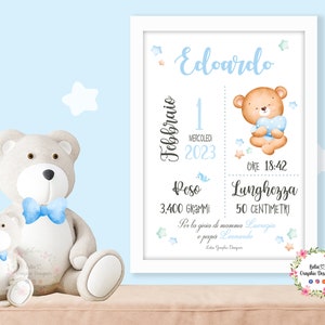 QUADRETTO nascita ORSETTO con palloncino, idea regalo nascita, regalo battesimo, primo compleanno, fiocco nascita, bambini, cuore, natale