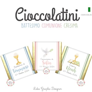 Cioccolatini personalizzati Comunione, Cresima, Battesimo, cioccolatini segnaposto, bomboniera, Confetti, bambini, segnalibri, biglietti