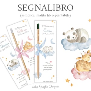 Segnalibro animali Giraffa, panda, elefante, nascita, battesimo, comunione, segnaposto, idea regalo, bomboniera, matita piantabile, volpe