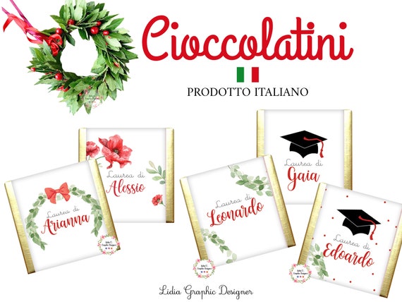 Cioccolatini personalizzati LAUREA, cioccolatini segnaposto, laurea  bomboniera, laurea tag, regalo laurea, segnaposto laurea, festa -   Italia