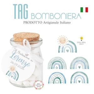 Bigliettino bomboniera ARCOBALENO, nascita, battesimo, comunione, cresima, bambino, segnalibro, scatoline porta confetti, cioccolatini, sole