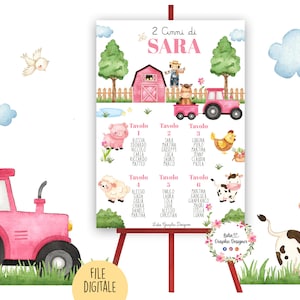TABLEAU FATTORIA, battesimo, compleanno, comunione, cresima, segnatavolo, segnaposto, party kit fattoria, animali della fattoria, tag