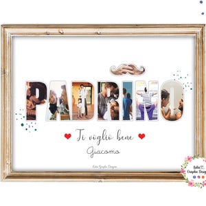 Idea regalo originale PADRINO di battesimo e cresima, bomboniere padrino, regalo madrina cresima, quadretto legno personalizzato con foto