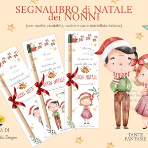 Segnalibri di NATALE per i NONNI, matita piantabile, regalo natale 2023, festa dei nonni, cioccolatini, nonno, regalo compleanno nonni