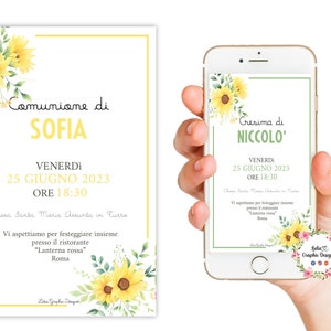 INVITO digitale prima COMUNIONE, CRESIMA, bambina, bambino, festa di compleanno, party kit, cioccolatini, biglietto bomboniera, disegni