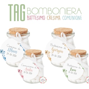 Bigliettino per Bomboniera Comunione, cresima, laurea, nascita, battesimo, tag confetti, partecipazione, segnalibro, cioccolatini, party kit
