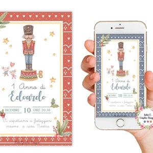 Invito digitale SCHIACCIANOCI, natale, Nascita, Battesimo, compleanno, comunione, cresima, invito festa, bambino, bambina, animali invernali