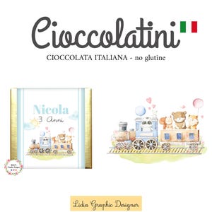 Cioccolatini segnaposto TRENO animali del BOSCO, nascita, battesimo, compleanno, bambini, confetti, bomboniere, party kit bosco, orsetto