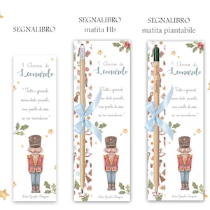 Segnalibro SCHIACCIANOCI, nascita, battesimo, comunione, segnaposto, idea regalo, bomboniera, matita piantabile con semi, party kit, natale
