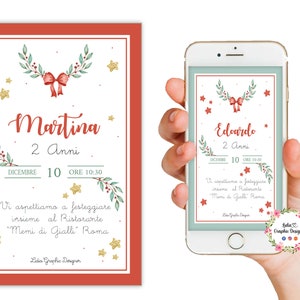 Invito festa di NATALE, babbo natale, Nascita, Battesimo, compleanno, comunione, cresima, bambini, party kit, schiaccianoci, carosello, blu