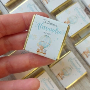CIOCCOLATINI MONGOLFIERA nascita, battesimo, compleanno, personalizzati, segnaposto, bambini, bomboniera, animali del bosco, party kit
