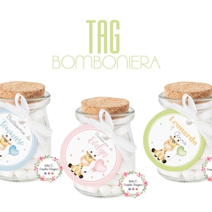 Bigliettino per Bomboniera GIRAFFA con palloncini, nascita, compleanno, battesimo, comunione, cresima, bambini, segnalibro personalizzato