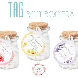 Bigliettino per Bomboniera fiori, lavanda, girasole, papavero, tag per confetti, Battesimo, comunione, cresima, matrimonio, laurea, bambini