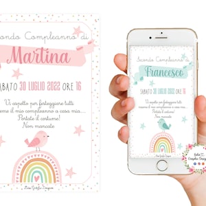 INVITO digitale Arcobaleno, battesimo, invito compleanno, invito festa, Unicorno, party kit arcobaleno, comunione, cresima,