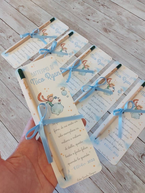 Bookmarks With Pencil Little Prince Theme, Bookmarks for Baptism, Birth,  Communion, Placeholder and Gift for Guests 