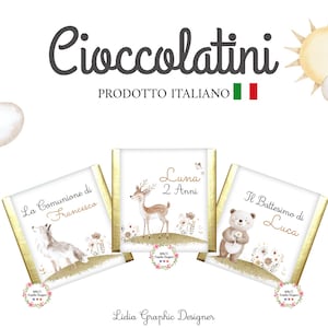 CIOCCOLATINI segnaposto animali BOSCO orsetto boho, cerbiatto, lupo, battesimo, compleanno, prima comunione, cresima, bomboniera, confetti