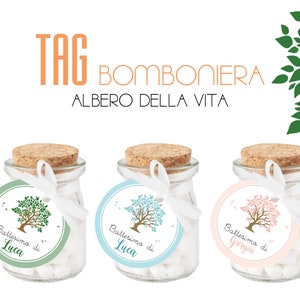 Bigliettino per Bomboniera ALBERO DELLA VITA, Bigliettino per confetti, bigliettino Battesimo, Tag Battesimo, Tag bomboniere, segnaposto