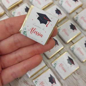 Cioccolatini personalizzati LAUREA, cioccolatini segnaposto, regalo bomboniera di laurea, segnaposto festa laurea, papavero, alloro, tocco