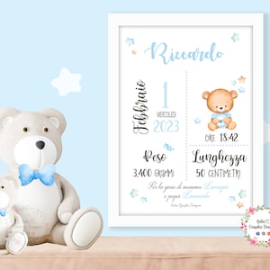 QUADRETTO nascita ORSETTO con palloncino, idea regalo nascita, regalo battesimo, primo compleanno, fiocco nascita, bambina, bambino, natale
