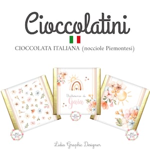 CIOCCOLATINI ARCOBALENO SOLE e fiori, nascita, battesimo, compleanno, cioccolatini segnaposto, bambini, bomboniera, party kit boho, rosa