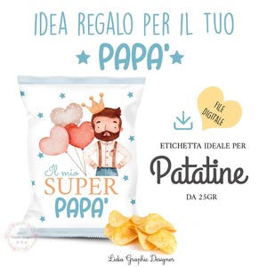 idea regalo FESTA del PAPà con PATATINE divertenti, party kit, regalo natale papà, regalo compleanno super papà, cioccolata, regalo per lui