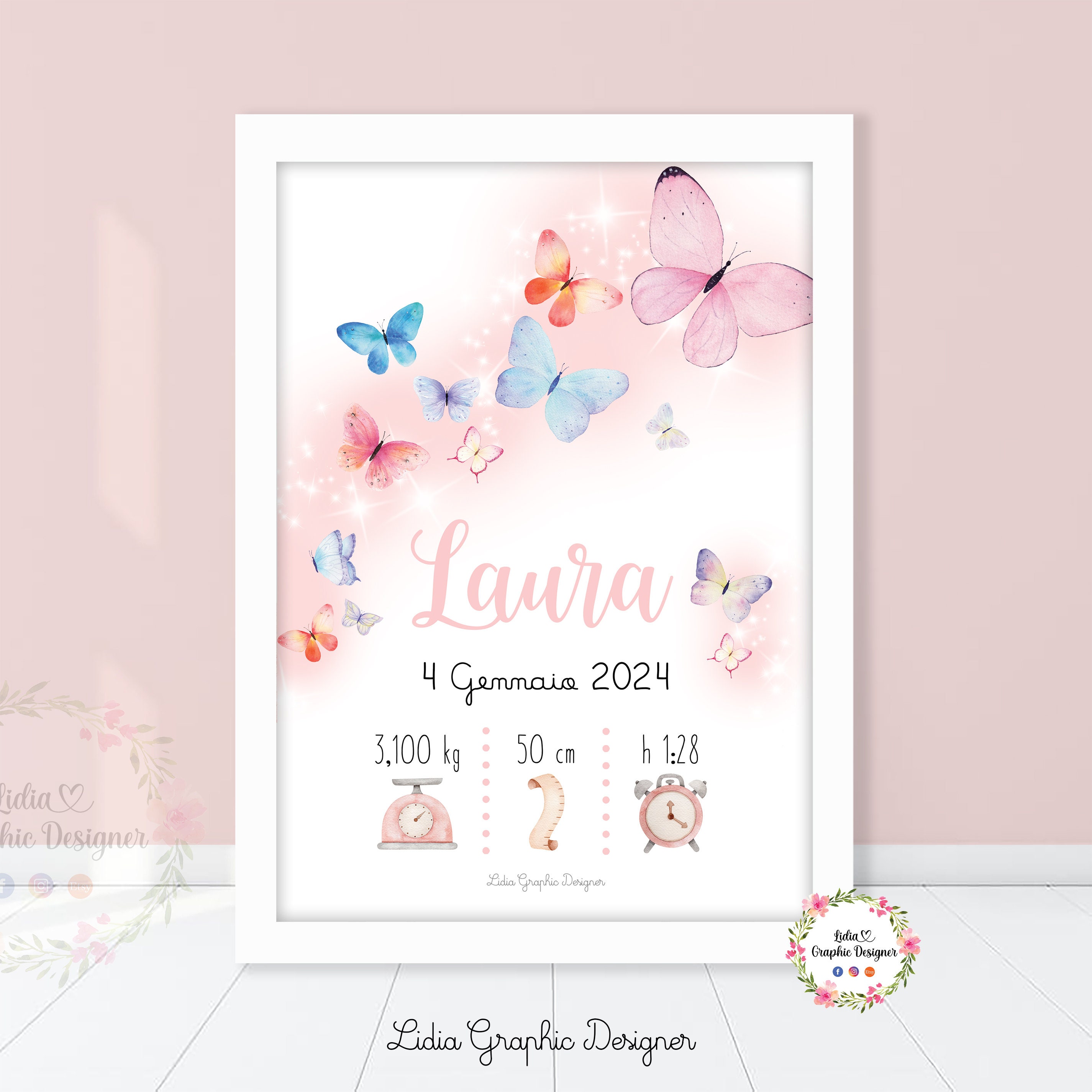 Targa Regalo A Forma Di Farfalla Per Nannie – Frasi D'Amore – Regalo Acrilico Per Festa Della Mamma, Compleanno, Natale