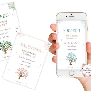 Invito digitale ALBERO DELLA VITA, battesimo, compleanno, cresima, comunione, bambina, scatole porta confetti, party kit, tag bomboniera